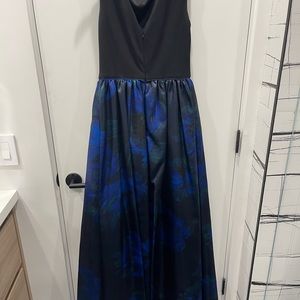 Aidan Mattox Cap Sleeveless Floral Print Ball Gown